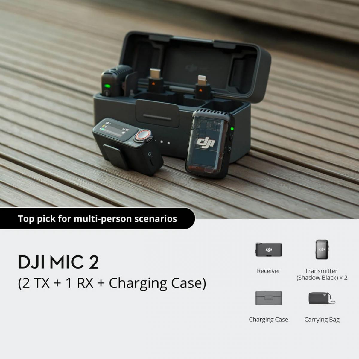 DJI Mic 2 (2 TX + 1 RX + Charging Case) Microphone